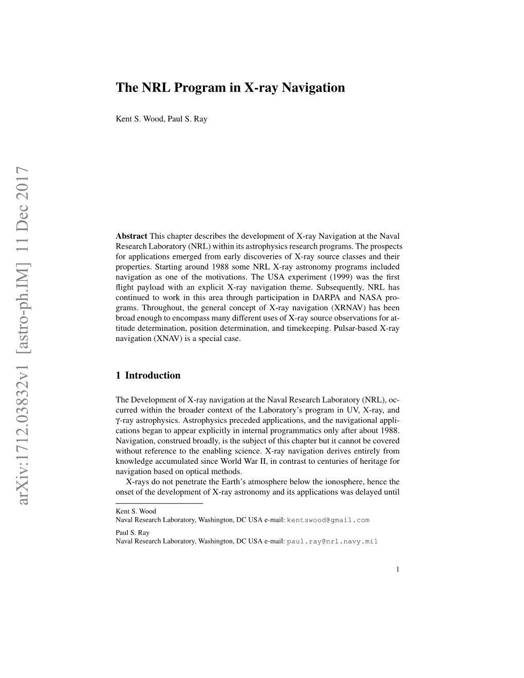 The NRL Program in X-Ray Navigation