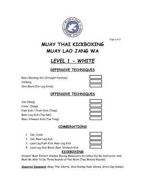 Muay Thai Kickboxing Muay Lao Jang Wa Level 1