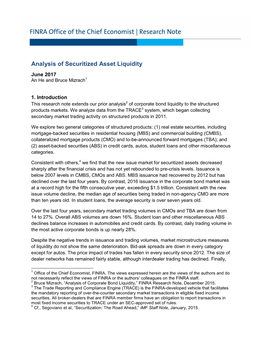 Analysis of Securitized Asset Liquidity June 2017 an He and Bruce Mizrach1