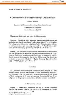 A Characterization of the Sporadic Simple Group of Suzuki