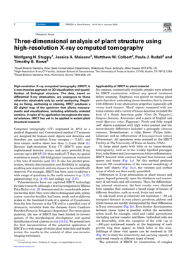 Three-Dimensional Analysis of Plant Structure Using High-Resolution X-Ray Computed Tomography