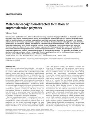 Molecular-Recognition-Directed Formation of Supramolecular Polymers