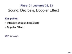 Sound, Decibels, Doppler Effect