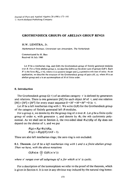 Grothendieck Groups of Abelian Group Rings H.W