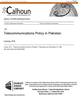 Telecommunications Policy in Pakistan