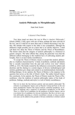 Analytic Philosophy As Metaphilosophy