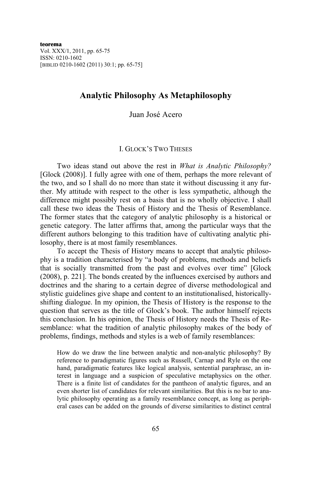 Analytic Philosophy As Metaphilosophy