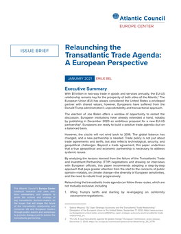 Relaunching the Transatlantic Trade Agenda: a European Perspective