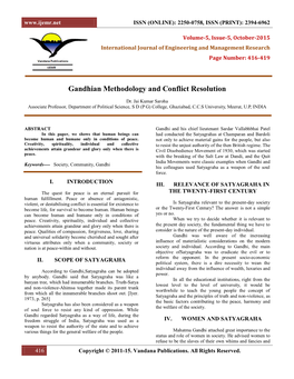 Gandhian Methodology and Conflict Resolution