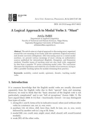 A Logical Approach to Modal Verbs 3