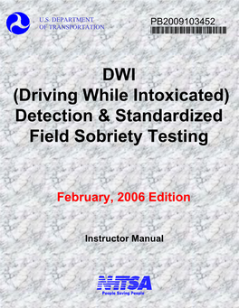 Dwi Detection and Standardized Field Sobriety Testing