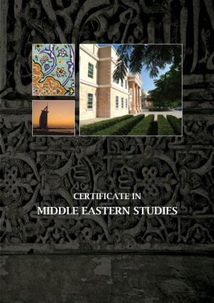 Middle Eastern Studies What Is the Certificate Program?