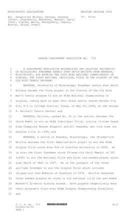 MISSISSIPPI LEGISLATURE REGULAR SESSION 2009 By