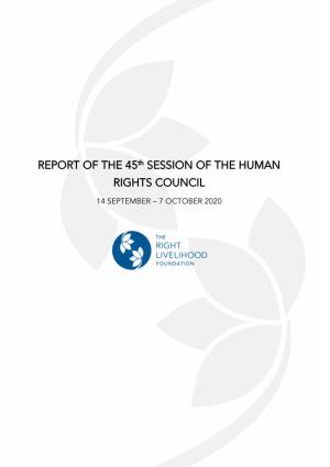 REPORT of the 45Th SESSION of the HUMAN RIGHTS COUNCIL