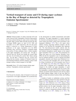 Vertical Transport of Ozone and CO During Super Cyclones in the Bay of Bengal As Detected by Tropospheric Emission Spectrometer