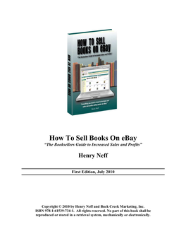 How to Sell Books on Ebay “The Booksellers Guide to Increased Sales and Profits”