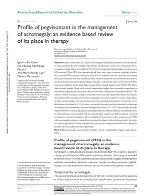 Profile of Pegvisomant in the Management of Acromegaly: an Evidence Based Review of Its Place in Therapy