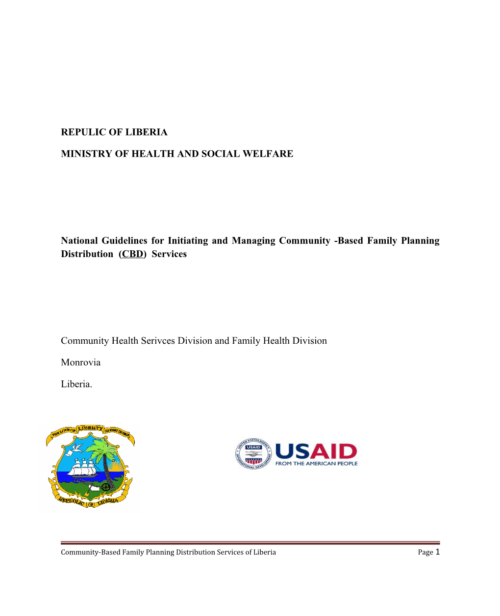 National Guidelines For Initiating And Managing Community-Based Family Planning Distribution (CBD) Services