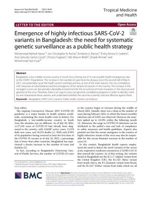 Emergence of Highly Infectious SARS-Cov-2 Variants in Bangladesh