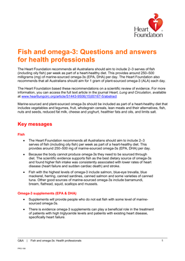 Fish and Omega-3: Questions and Answers for Health Professionals