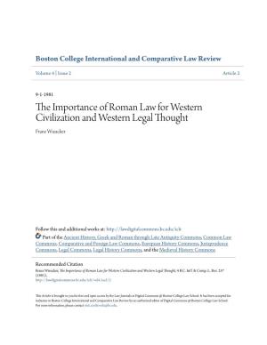 The Importance of Roman Law for Western Civilization and Western Legal Thought, 4 B.C