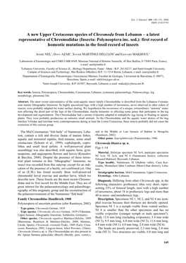 A New Upper Cretaceous Species of Chresmoda from Lebanon