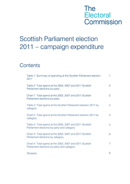 Scottish Parliament Election 2011 – Campaign Expenditure