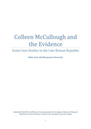 Colleen Mccullough and the Evidence Some Case Studies in the Late Roman Republic