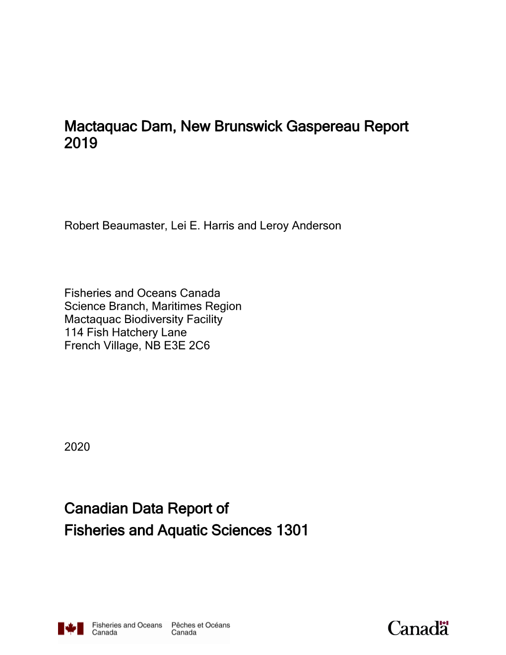 Mactaquac Dam, New Brunswick Gaspereau Report 2019