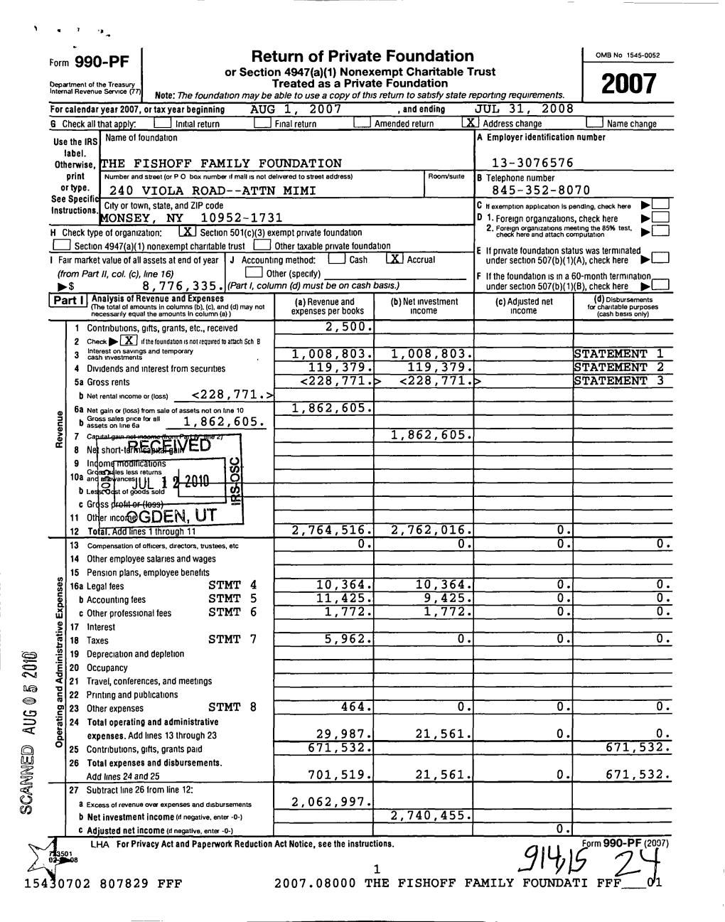 Form 990-PF Return of Private Foundation JILL