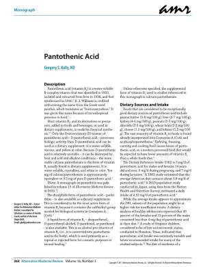 Pantothenic Acid Gregory S