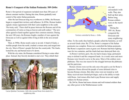 Rome's Conquest of the Italian Peninsula: 509-264Bc