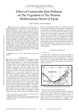 Effect of Cement-Kiln Dust Pollution on the Vegetation in the Western Mediterranean Desert of Egypt