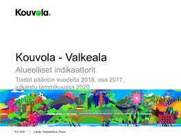 Kouvola - Valkeala Alueelliset Indikaattorit Tiedot Pääosin Vuodelta 2018, Osa 2017, Julkaistu Tammikuussa 2020