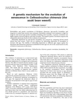 A Genetic Mechanism for the Evolution of Senescence in Caiosobruchus Chinensis (The Azuki Bean Weevil)