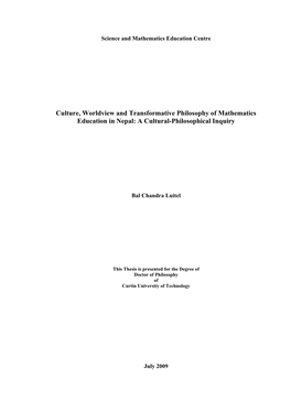 Culture, Worldview and Transformative Philosophy of Mathematics Education in Nepal: a Cultural-Philosophical Inquiry