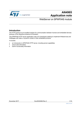 Webserver on SPWF04S Module