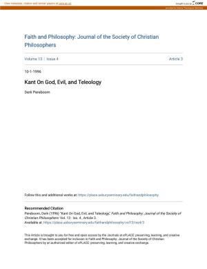 Kant on God, Evil, and Teleology