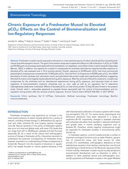 Chronic Exposure of a Freshwater Mussel to Elevated Pco2: Effects on the Control of Biomineralization and Ion-Regulatory Responses