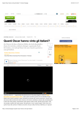 Quanti Oscar Hanno Vinto Gli Italiani? | Cinema Fanpage 24/02/14 11:17