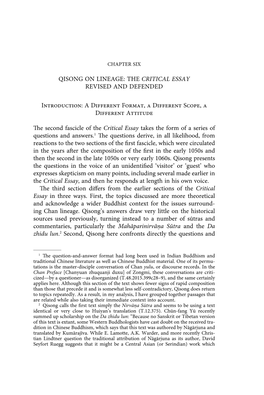 Qisong on Lineage: the Critical Essay Revised and Defended