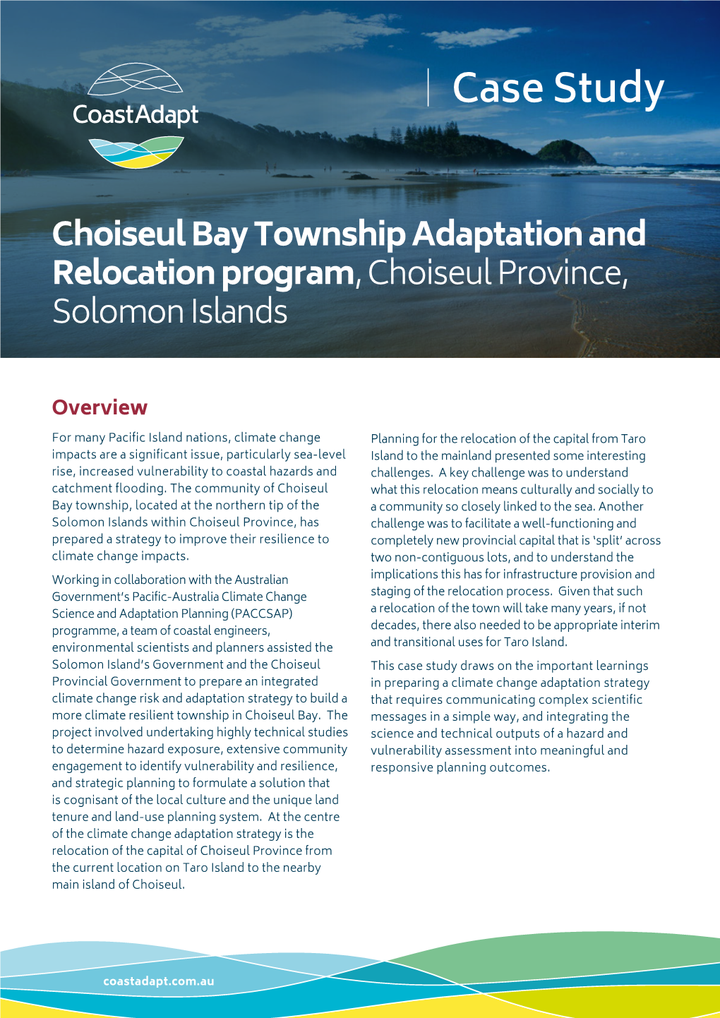 Choiseul Bay Township Adaptation and Relocation Program, Choiseul Province, Solomon Islands
