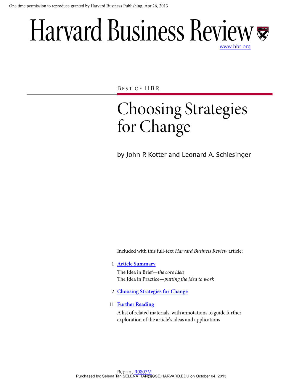 Choosing Strategies for Change