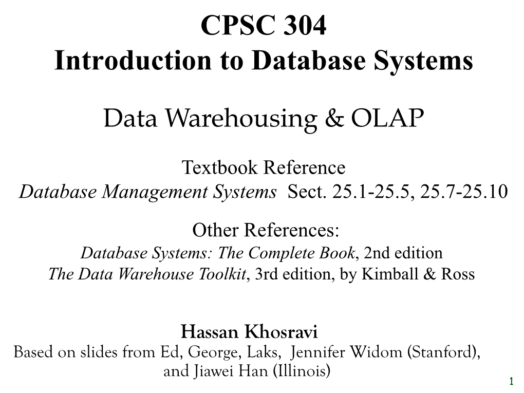 Data Warehousing & OLAP