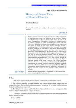 History and Present Time of Physical Education