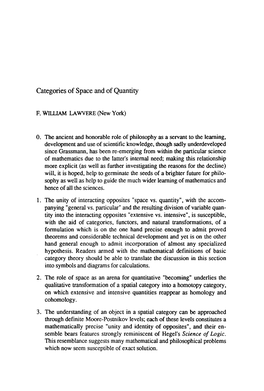 Categories of Space and of Quantity