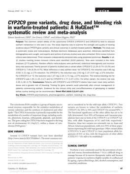 CYP2C9 Gene Variants, Drug Dose, and Bleeding Risk in Warfarin-Treated Patients