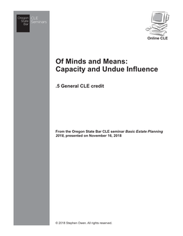 Capacity and Undue Influence