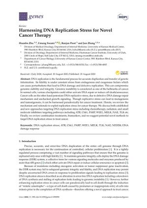 Harnessing DNA Replication Stress for Novel Cancer Therapy