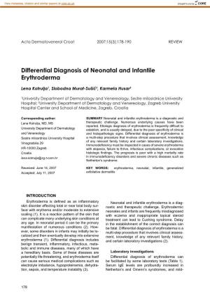 Differential Diagnosis of Neonatal and Infantile Erythroderma